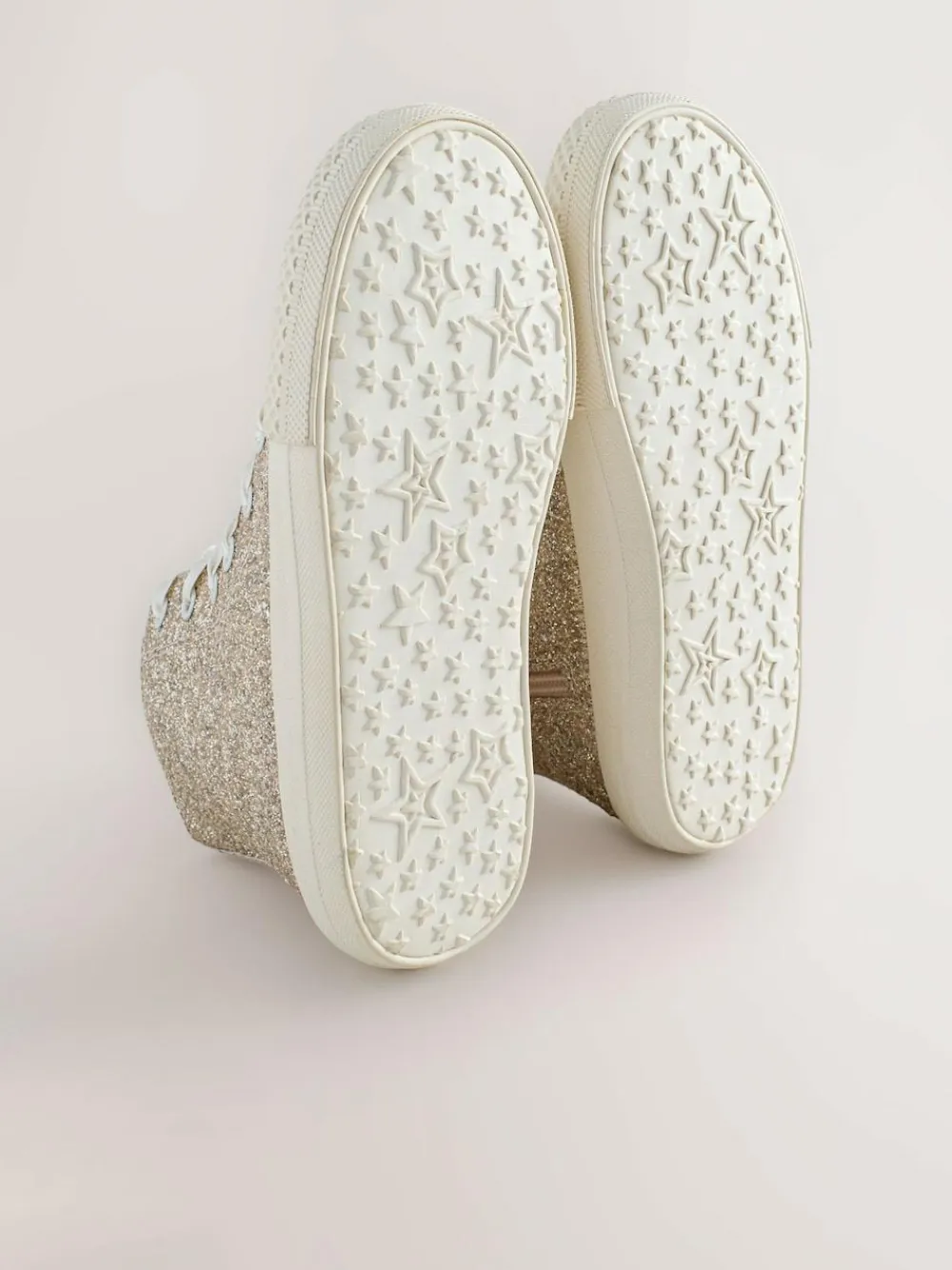 Next Ivory Glitter High Top Trainers^ Sneakers