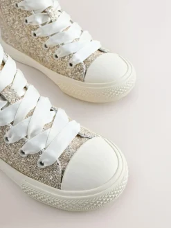 Next Ivory Glitter High Top Trainers^ Sneakers