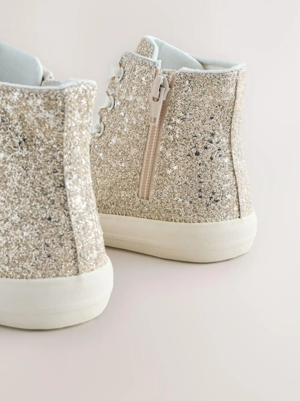 Next Ivory Glitter High Top Trainers^ Sneakers