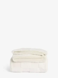 Next Jasper Checkerboard Cosy Fleece Reverse Throw Ivory