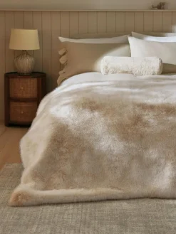 Discount Next Loulou Faux Fur Throw Ivory