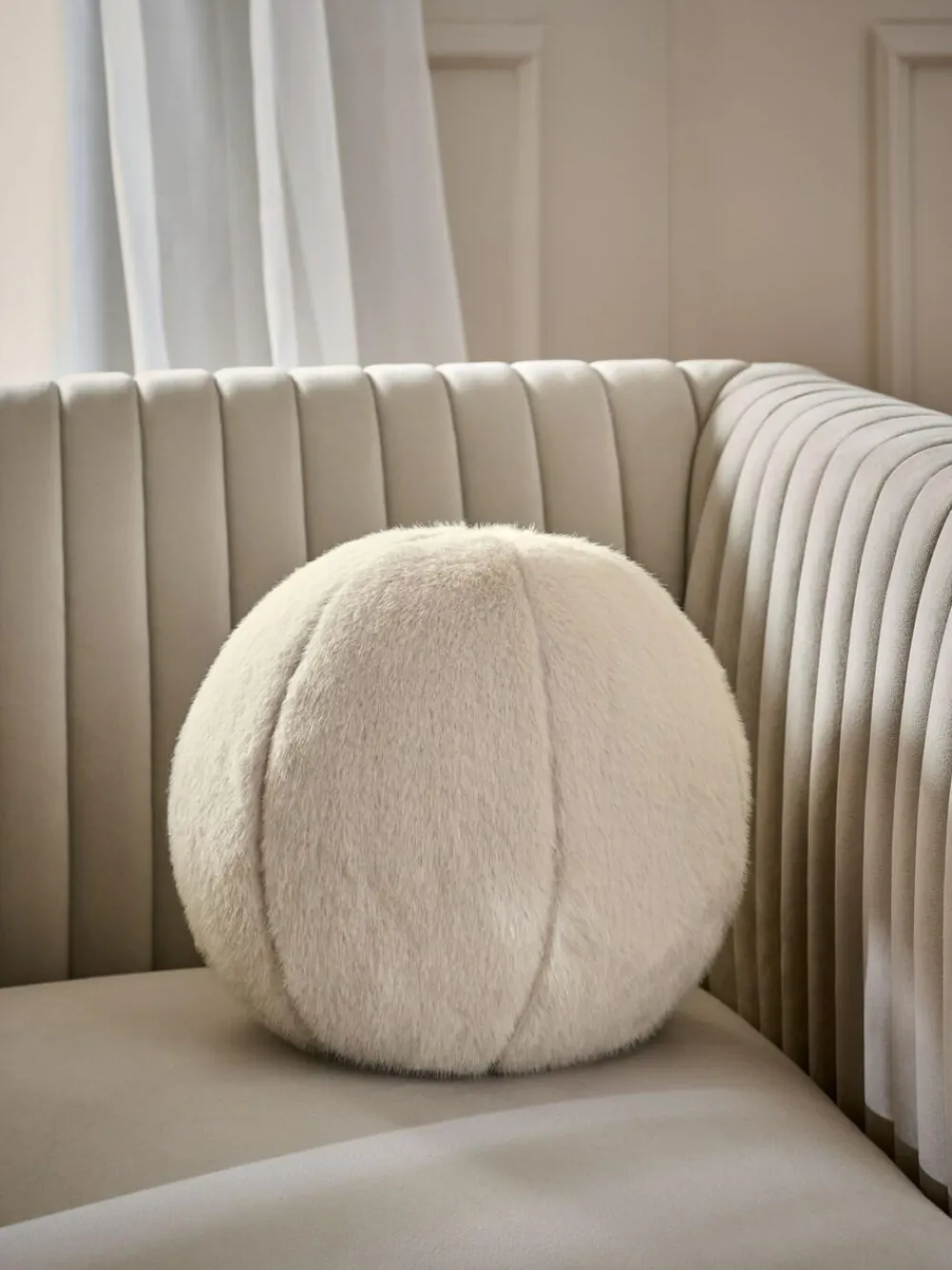Hot Next Round Luxe Plush Faux Fur Cushion Ivory