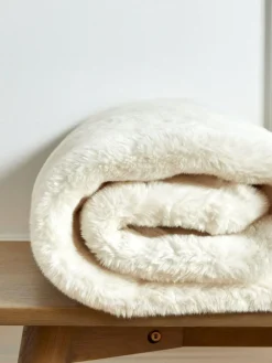 Outlet Next Soft To Touch Plush Faux Fur Throw Ivory