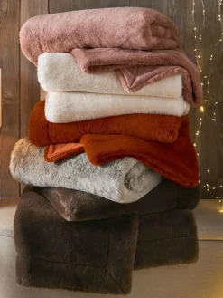 Outlet Next Soft To Touch Plush Faux Fur Throw Ivory