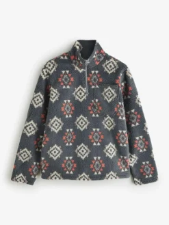 Outlet JACK & JONES Half Zip Teddy Fleece Black