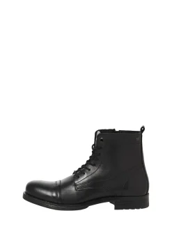 Sale JACK & JONES Leather Boots Black