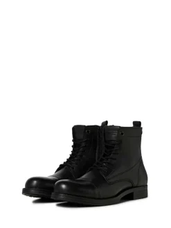 Sale JACK & JONES Leather Boots Black