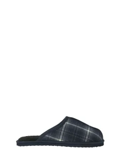 Discount JACK & JONES Blue Check Fleece Lined Mule Slippers