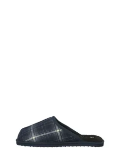 Discount JACK & JONES Blue Check Fleece Lined Mule Slippers