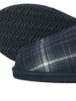 Discount JACK & JONES Blue Check Fleece Lined Mule Slippers