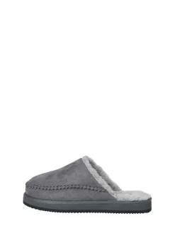 Outlet JACK & JONES Fleece Lined Stitch Detail Mule Slippers Grey