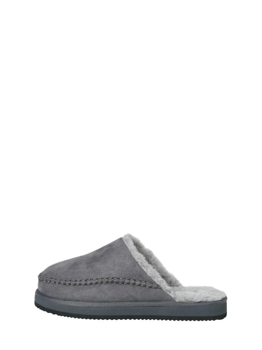 Outlet JACK & JONES Fleece Lined Stitch Detail Mule Slippers Grey