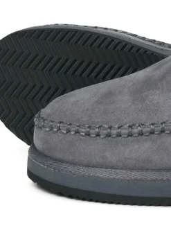 Outlet JACK & JONES Fleece Lined Stitch Detail Mule Slippers Grey