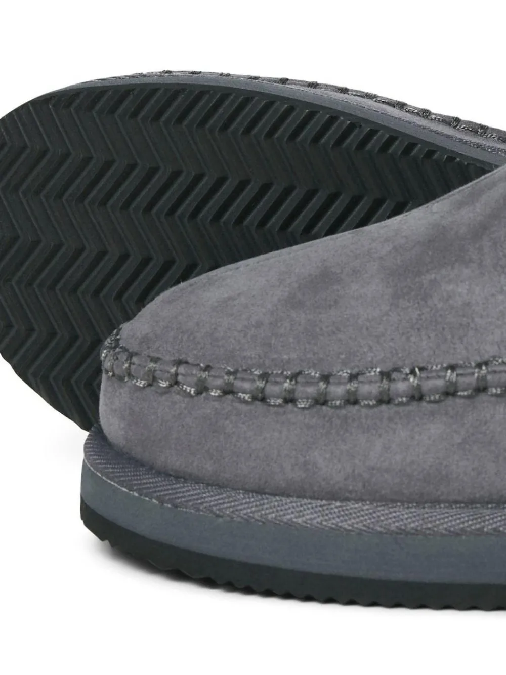Outlet JACK & JONES Fleece Lined Stitch Detail Mule Slippers Grey