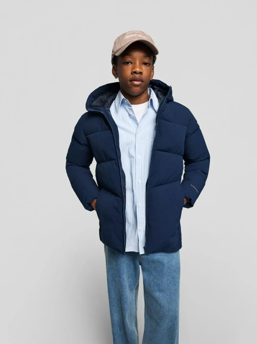 Sale JACK & JONES JUNIOR Blue Hooded Puffer Jacket