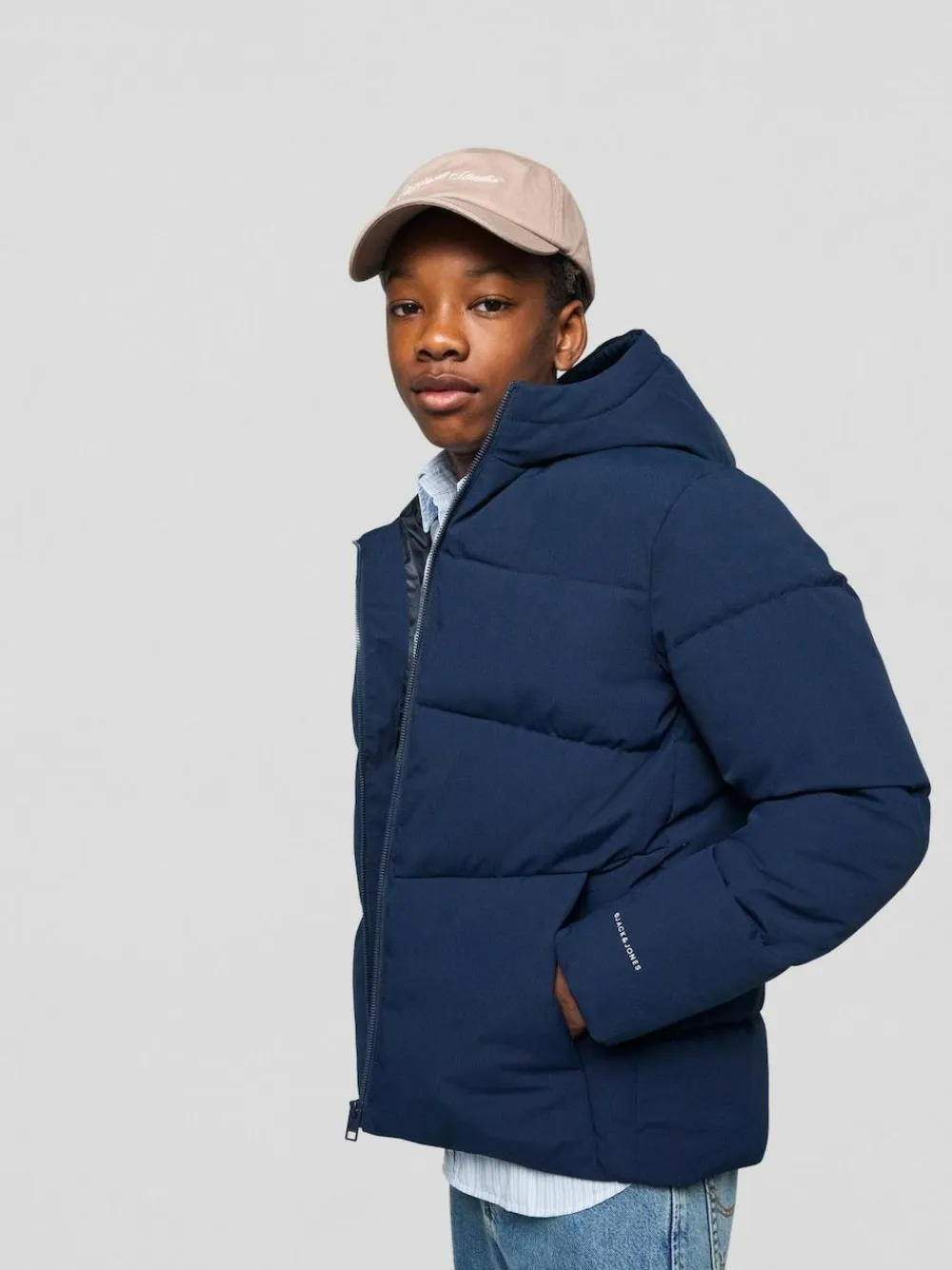 Sale JACK & JONES JUNIOR Blue Hooded Puffer Jacket