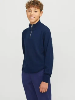 Outlet JACK & JONES JUNIOR Quarter Zip Knitted Jumper Blue
