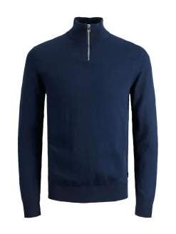 Outlet JACK & JONES JUNIOR Quarter Zip Knitted Jumper Blue