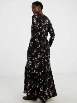 Hot JD Williams Black Soft Touch Long Sleeve Notch Neck Dress