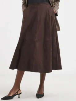 Sale JD Williams Brown Suede Midi Circle Skirt