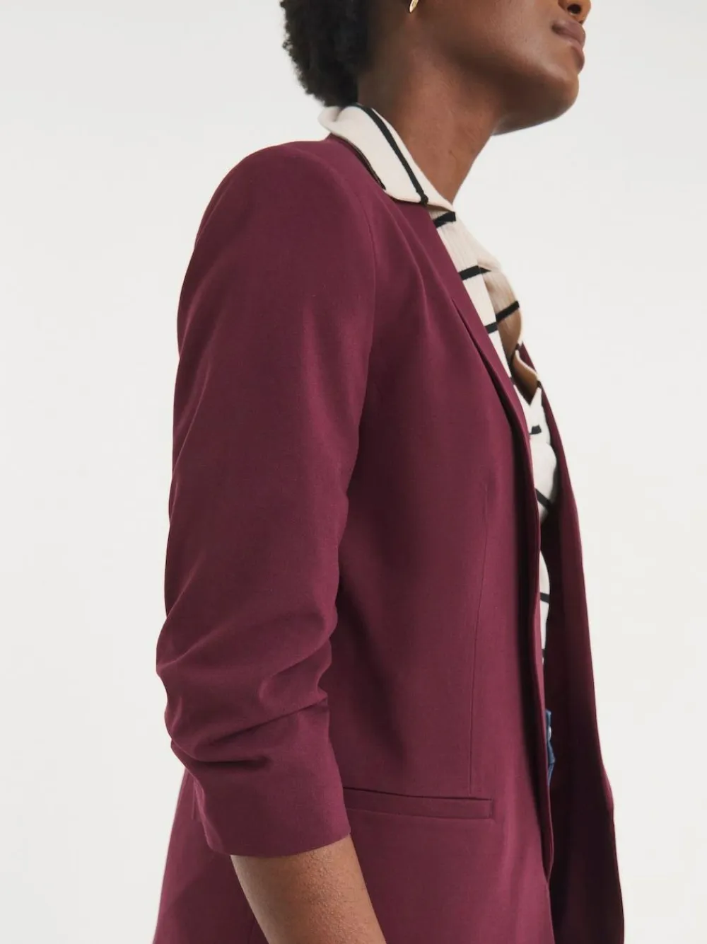 JD Williams Red Ruched Sleeve Blazer^Women Blazers|Suits & Tailoring
