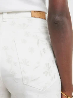 JD Williams White Floral Embroidered Denim Shorts^Women Shorts