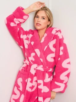 Jim Jam the Label Pink Squiggle Dressing Gown^Women Bathrobes