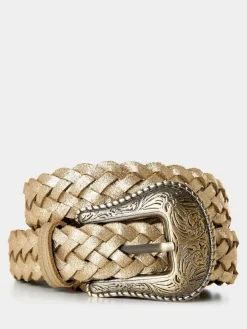 Hot Joe Browns Gold Plaited Metallic Suede Belt