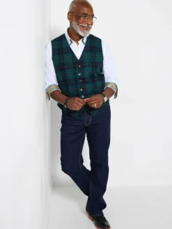 Joe Browns Green Contrast Buttons Check Trim Tailored Waistcoat^ Vests