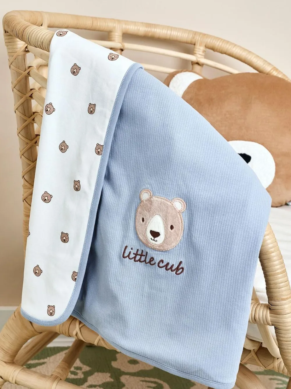 Jojo Maman Bébé Christmas Jersey Shawl Bear Cub