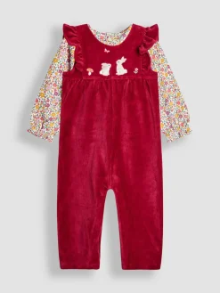 Jojo Maman Bébé Appliqué Velour Dungarees & Top Set^ Jumpsuits & Playsuits