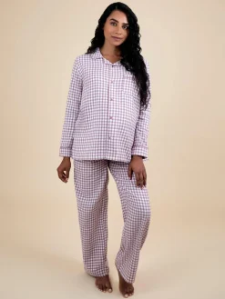Clearance Jojo Maman Bébé Berry Maternity Gingham Pyjama Set