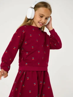 Jojo Maman Bébé Berry Red Cherry Embroidered Sweatshirt & Skirt Set^ Shorts & Skirts