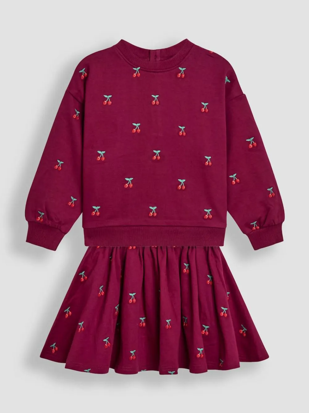 Jojo Maman Bébé Berry Red Cherry Embroidered Sweatshirt & Skirt Set^ Shorts & Skirts