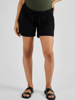 New Jojo Maman Bébé Linen Blend Drawstring Waist Maternity Shorts Black