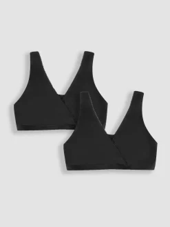 Jojo Maman Bébé 2-Pack Maternity & Nursing Sleep Bras Black