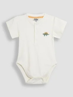 Outlet Jojo Maman Bébé Blue & Cream Dino 2-Pack Short Sleeve Bodysuits