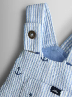 Hot Jojo Maman Bébé Blue Anchor Embroidered Dungarees