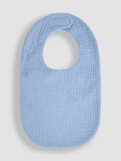 New Jojo Maman Bébé Blue Baby Muslin Frill Bib