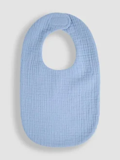 New Jojo Maman Bébé Blue Baby Muslin Frill Bib