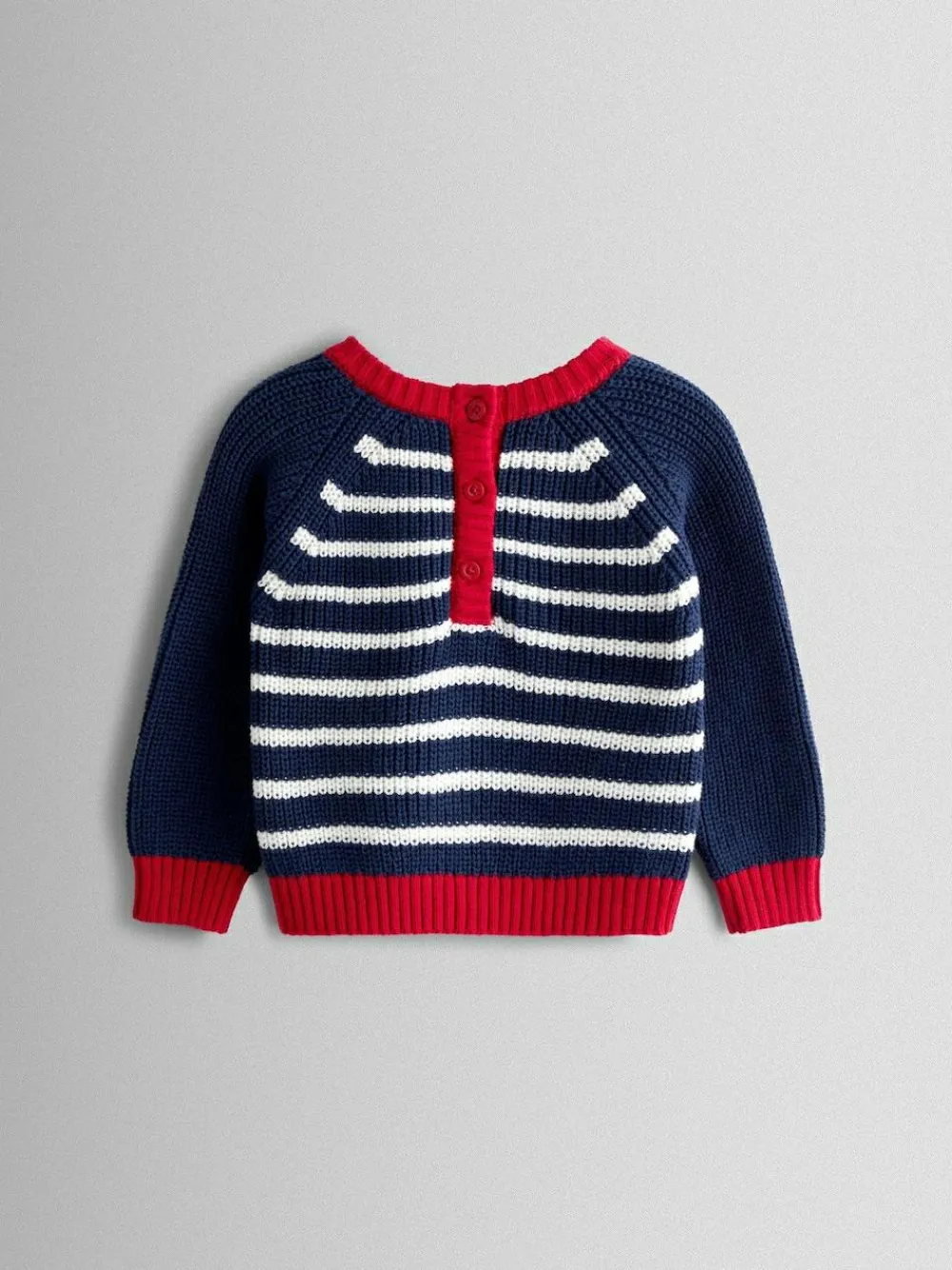 Hot Jojo Maman Bébé Blue Boat Stripe Crochet Jumper