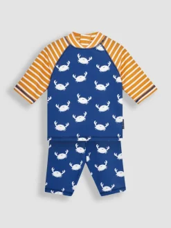 Hot Jojo Maman Bébé UPF 50 2-Piece Sun Protection Suit Blue Crab