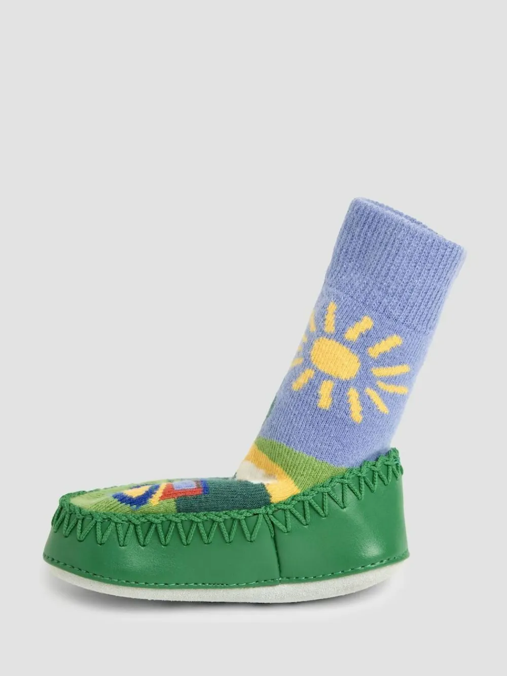 Jojo Maman Bébé Blue Farm Scene Moccasin Slipper Socks^BOY Nightwear