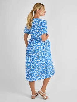 Jojo Maman Bébé Blue Floral Print Maternity Midi Dress^Women Midi Dresses|Dresses