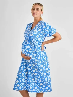 Jojo Maman Bébé Blue Floral Print Maternity Midi Dress^Women Midi Dresses|Dresses