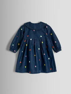 Jojo Maman Bébé Blue Heart Embroidered Chambray Dress^ Dresses
