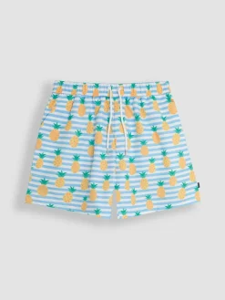 Jojo Maman Bébé Blue Mens Pineapple Printed Swim Shorts^ Swimwear