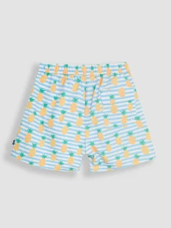 Jojo Maman Bébé Blue Mens Pineapple Printed Swim Shorts^ Swimwear