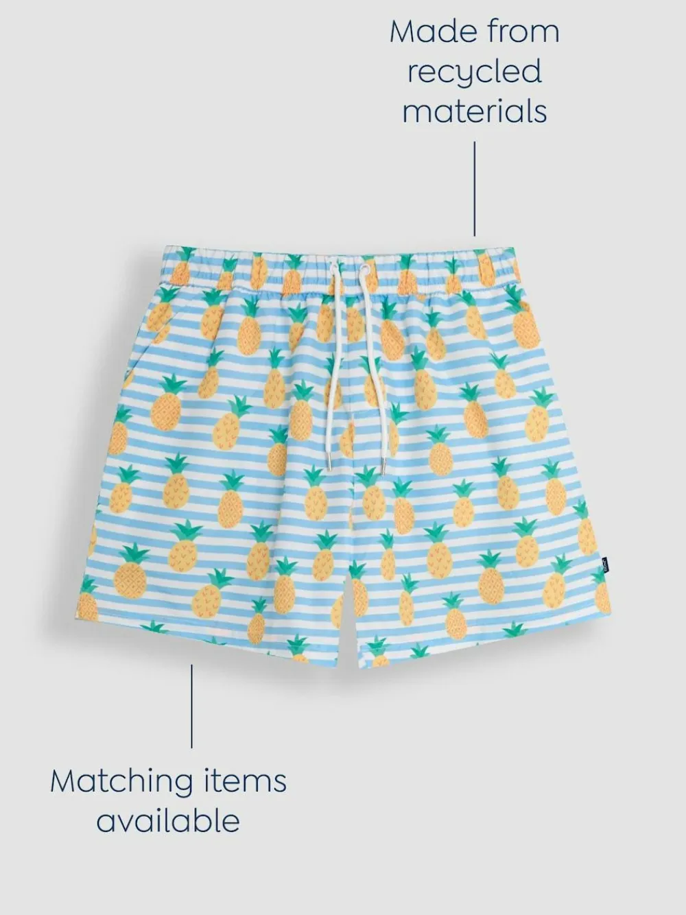 Jojo Maman Bébé Blue Mens Pineapple Printed Swim Shorts^ Swimwear