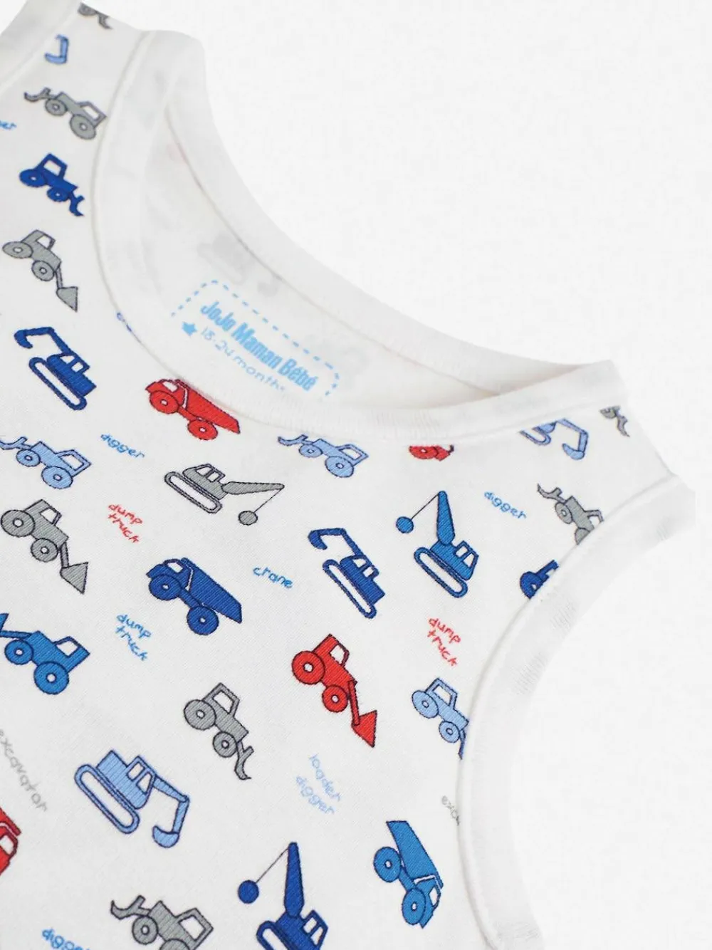 Jojo Maman Bébé Blue 3-Pack Digger Boys' Vest Set^BOY Vests|Vests